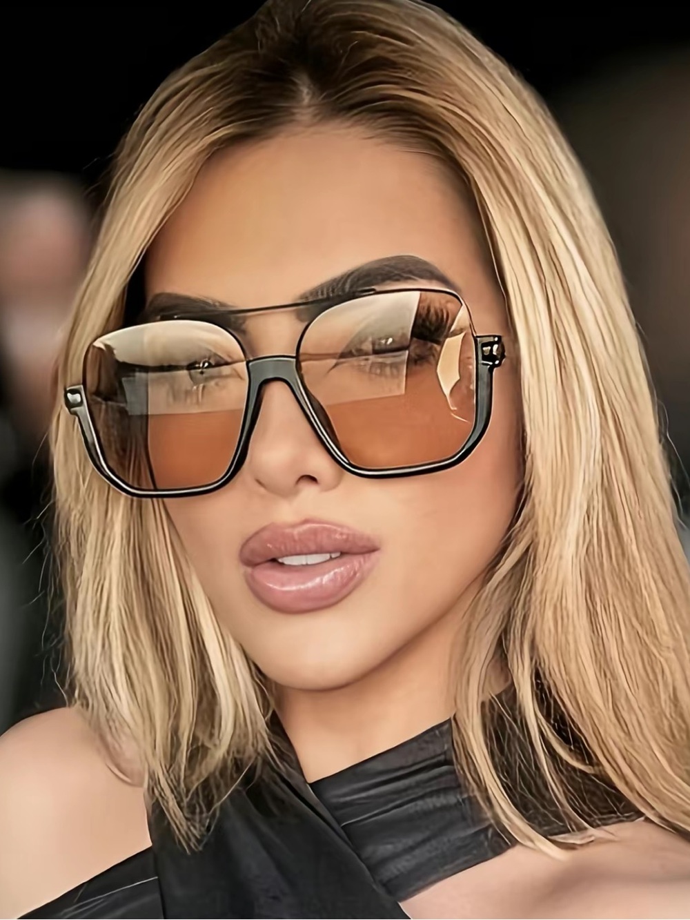 Oversized Square Sunglasses. NWOT. Black or Orange. (No case) - Picture 4 of 6